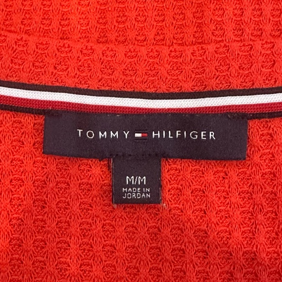 Tommy Hilfiger Red Waffle Knit Button Front Cardigan Sweater Size Medium - Picture 8 of 8